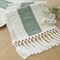 Boho Macrame Sage Green Table Runner with Tassels (12x72 Inches)